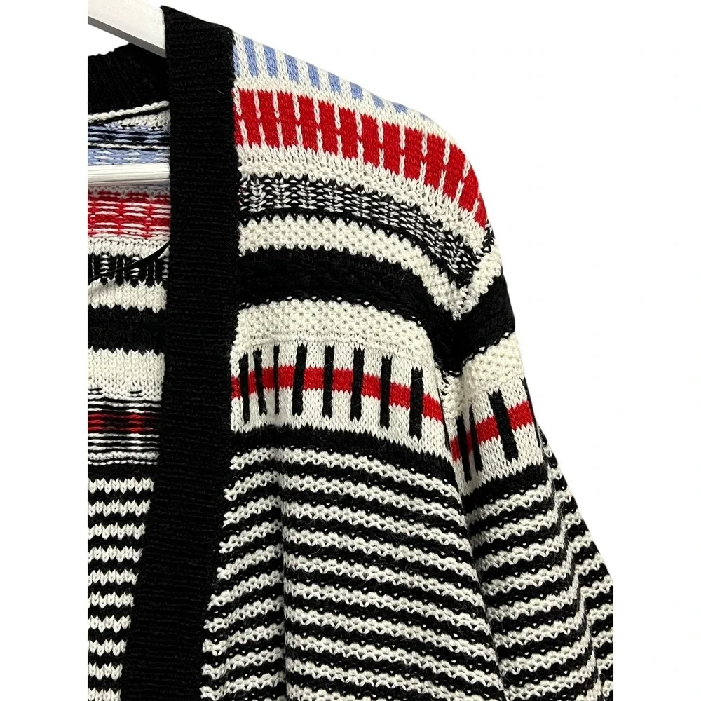 Lane Bryant Sweater Womens 18/20 Black White Stripe‎ Open Front Cardigan Knit